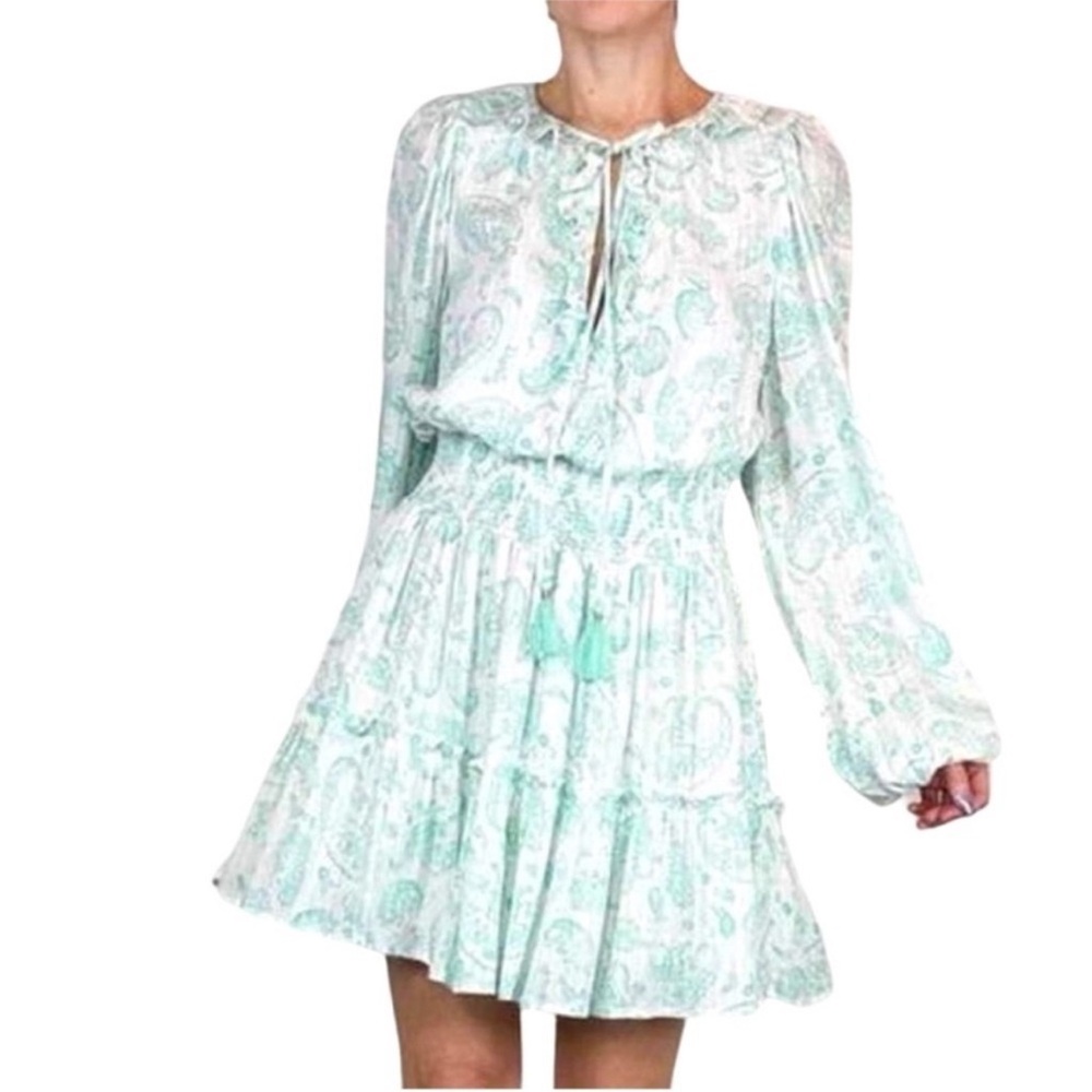 House of Harlow 1960 Mint Paisley Long Sleeve Dress